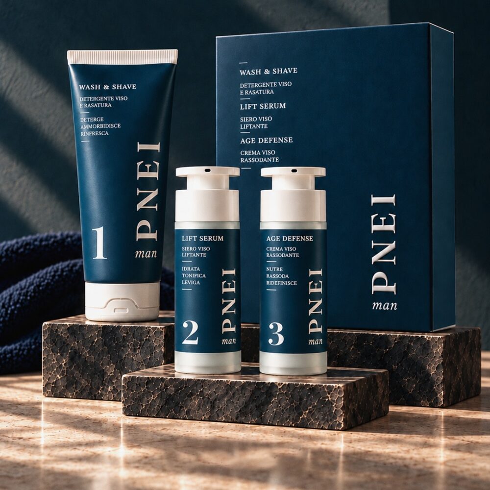 Cofanetto PNEI man con detergente, siero e crema